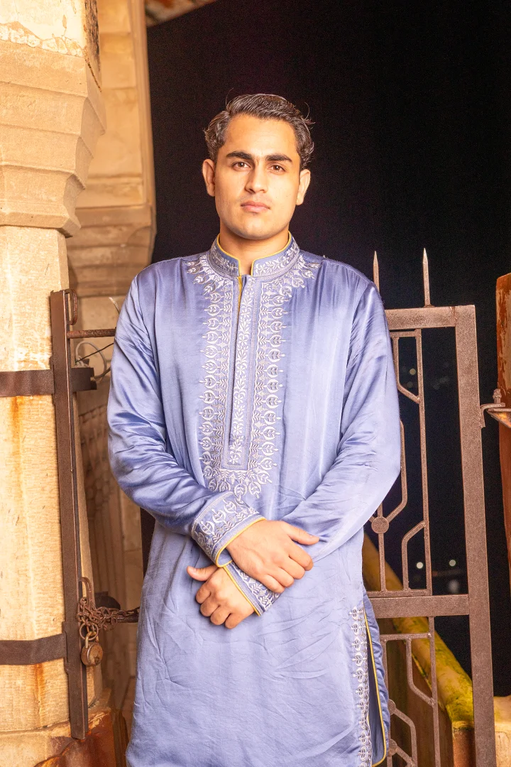 Blue Embroidered Kurta Set - Image 5