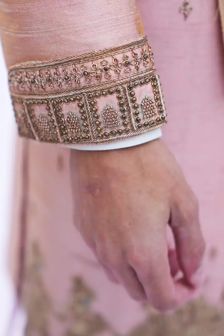 Royal Peach Sherwani - Image 4