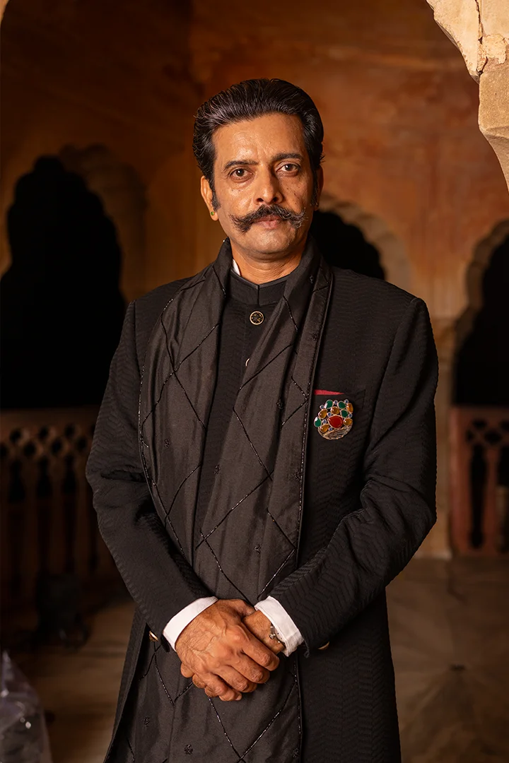 Royal Achkan Set with Handworked Dupatta - Image 3