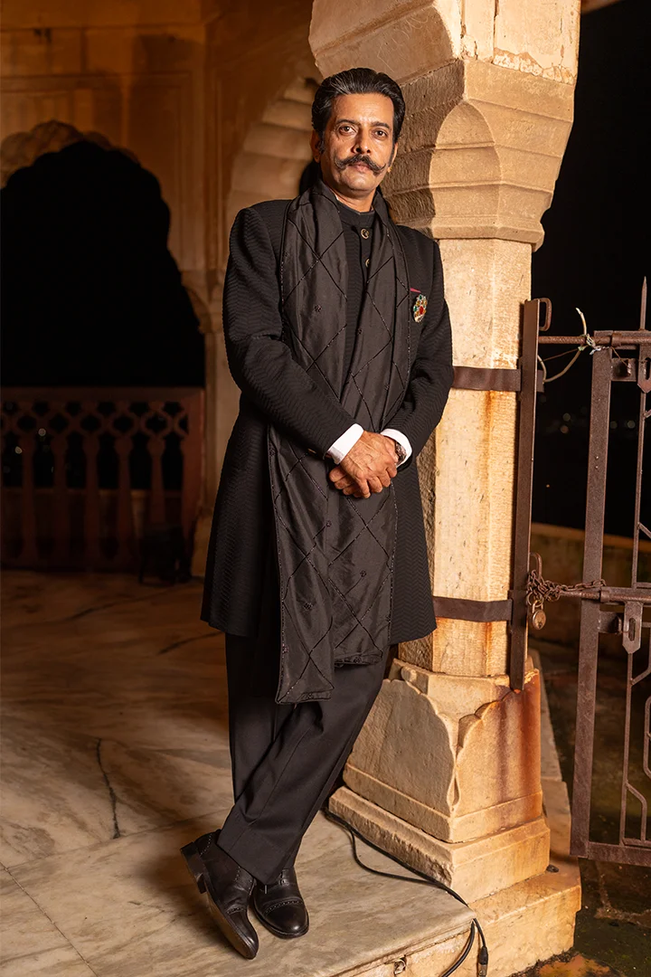 Royal Achkan Set with Handworked Dupatta - Image 4