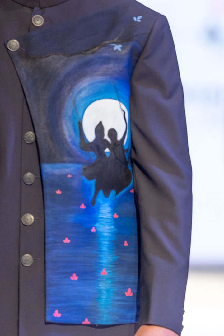 Hand-Painted Divine Achkan Set (Achkan + Pants) - Image 4