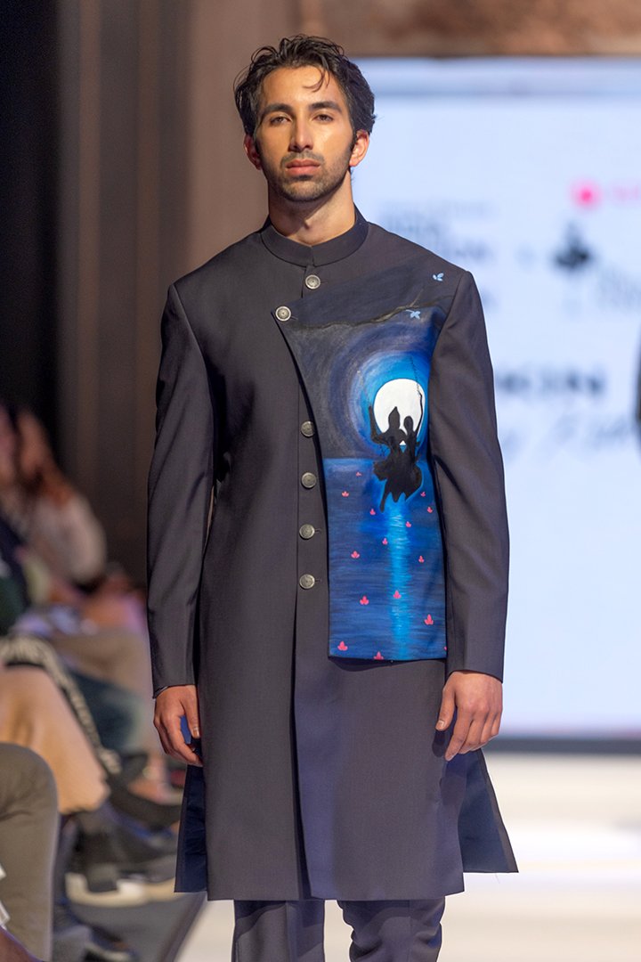 Hand-Painted Divine Achkan Set (Achkan + Pants) - Image 5