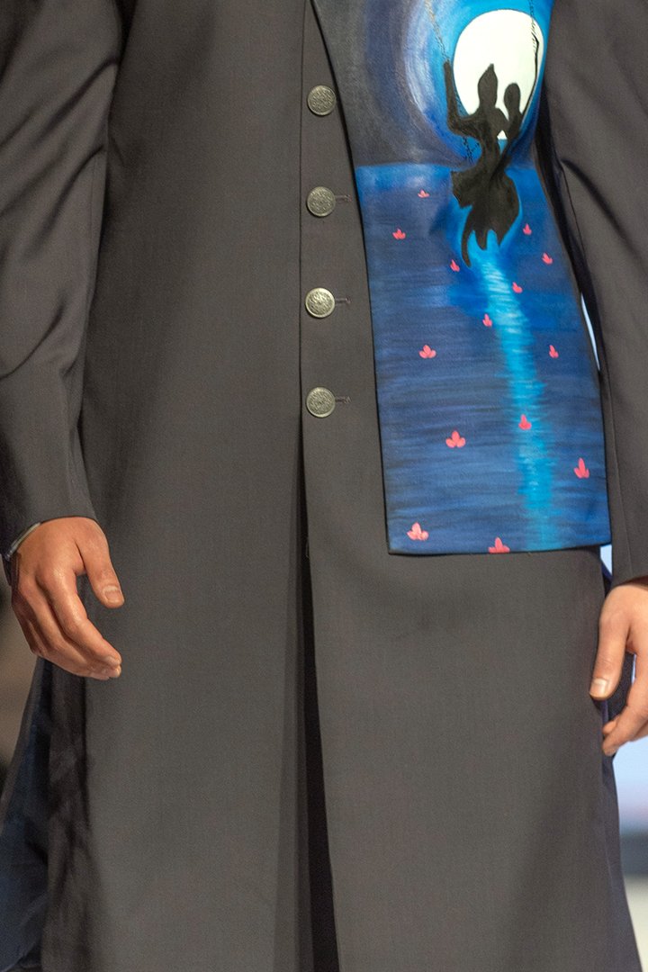 Hand-Painted Divine Achkan Set (Achkan + Pants) - Image 3