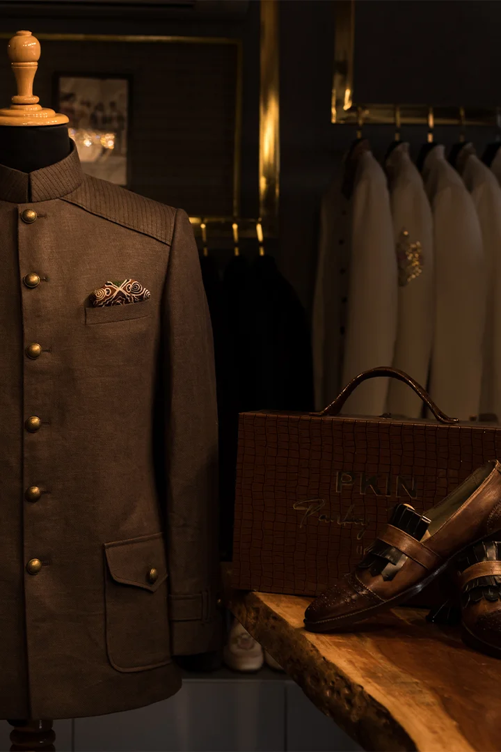 Classic Black Jodhpuri with Pocket Square - Image 4