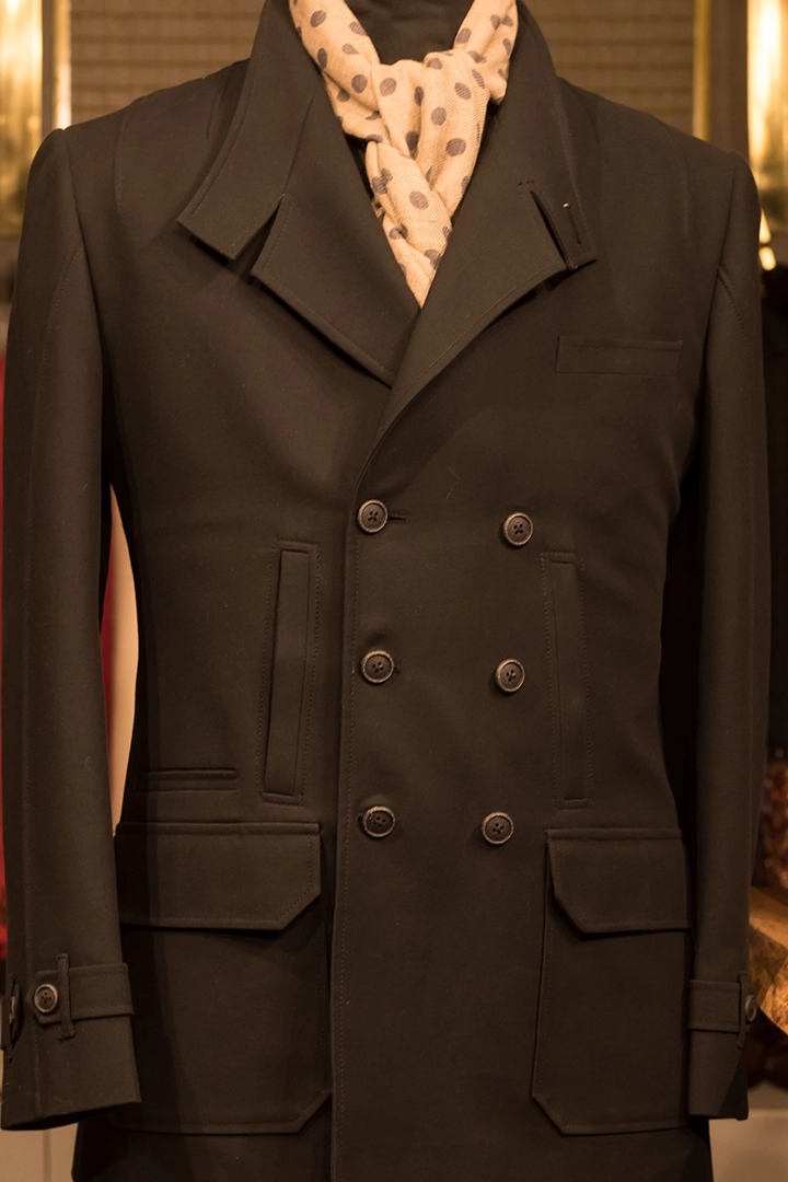Black Double-Breasted Long Coat - Image 3