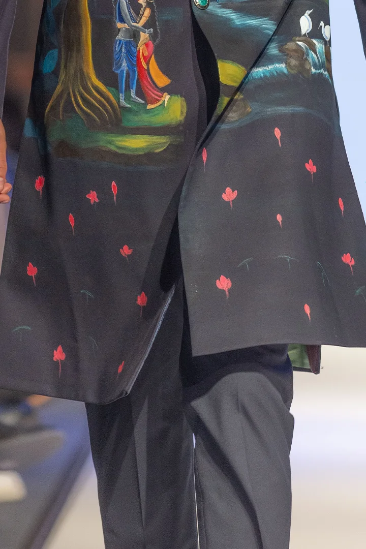 Hand-Painted Achkan Set (Achkan + Pants) - Image 5